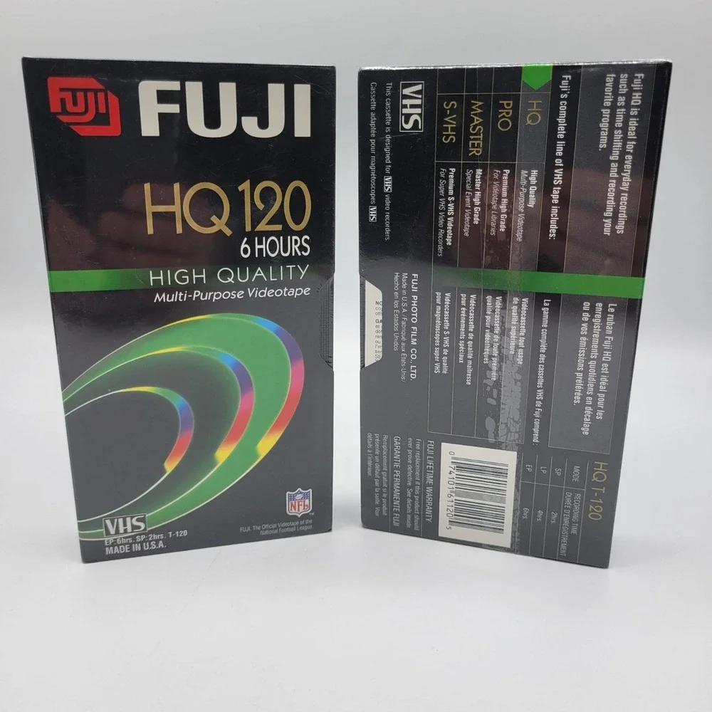 Fuji HQ 120 VHS Tapes 6-Hour Recording High Quality Blank Video Tape Set Of 2